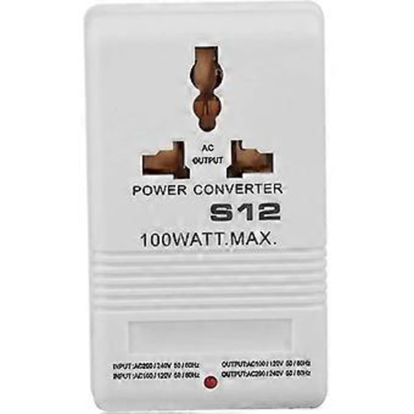 Step Up Down Spenningsomformer Strømkonverter 100w 110v/120v Til 220v/240v Reiseadapter Sw-s12 Strømutstyr-transformator (hvit) (1 stk)