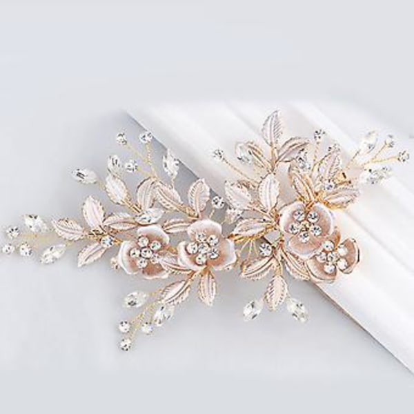 Brudekrystaller Rhinestones Blomst Blad Bryllup Hårspenne Barrettes Brudehodeplagg Hårtilbehør for Kvinner