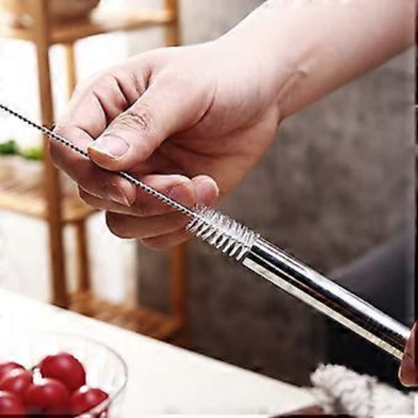 4 kpl Hopeanvärisiä 12 mm uudelleenkäytettäviä metallipillejä 2 harjalla, 304 ruostumattomasta teräksestä valmistettuja pillisettejä, baaripilli, taivutettu pilli, suuri