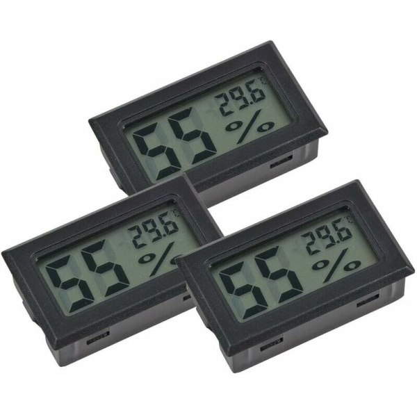 Mini Hygrometer Thermometer, 3 Pack LCD Digital Temperature Humidity Meter Thermometer Humidity Gauge Meter for cigar humidor Reptile Incubator Poul