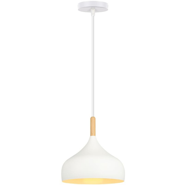 Modern nordisk taklampa i metall och trä, justerbar inomhuslampa, vit