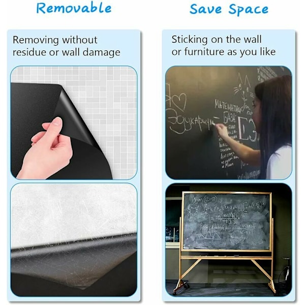 Blackboard Ninonly Slate Paper 44,5X200cm Blackboard Adhesive Erasable Wall Paper for School, Office, Home, Interior DIY Decoration Presentation——