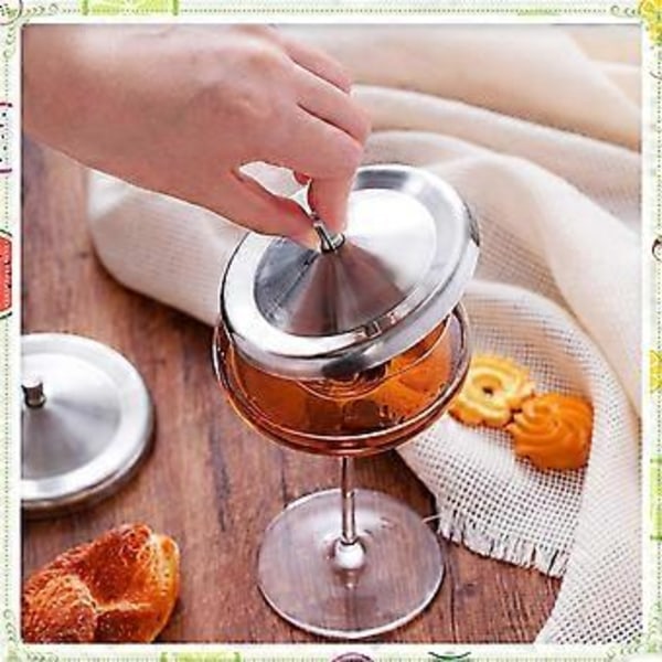 6 st Rostfria Vinglaslock Koppskydd Vinglaslock för att Hålla Borta Insekter från Drycker Kaffemuggar Tekoppar
