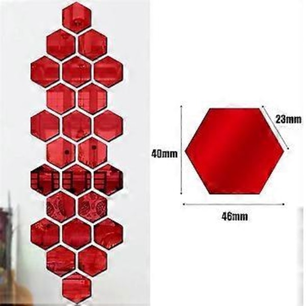48 stk. 3D Speil Vegg Klistremerke Sekskant DIY Speil Klistremerke Selvklebende Mosaikk Fliser Dekaler for Soveromsdekorasjon, C