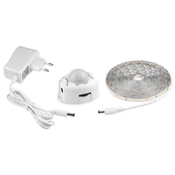 LED-remsa med rörelsesensor, självhäftande flexibel LED-remsa, vattentät IP65 med 12V strömförsörjningsljuslist för sovrum, vardagsrum, kök