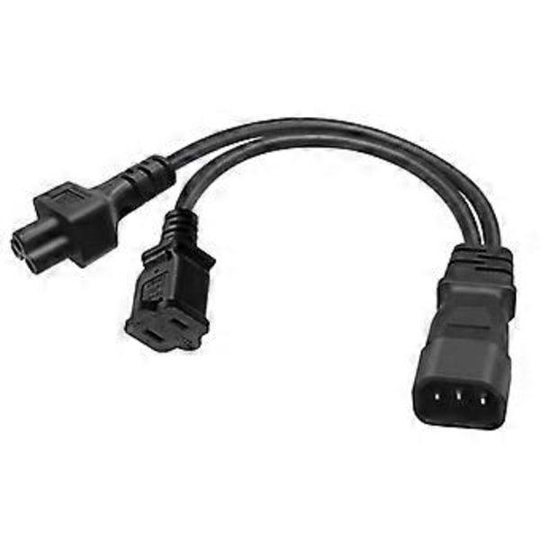 0,3 m IEC320 C14 til IEC320 C5+Nema 1-15R AC-strømforlængerkabeladapterledning