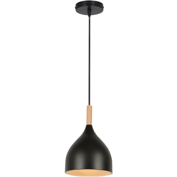 Modern takhängande lampa metall trä hängande lampa justerbar ljuskrona svart