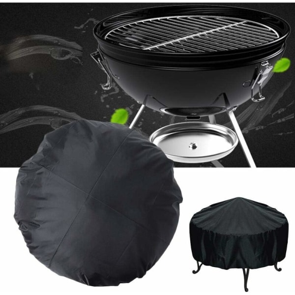 Skyddande överdrag för rund eldskål Vattentätt eldskålsskydd UV-skydd Polyester Svart Skyddande överdrag för rund utomhusgrill (dia