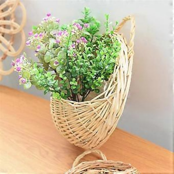 Handgjord Blomkruka Väggupphängning Korgrotting Korg Trädgård Vinranka Kruka Växthållare Trädgårdskrukor Väggkruka B
