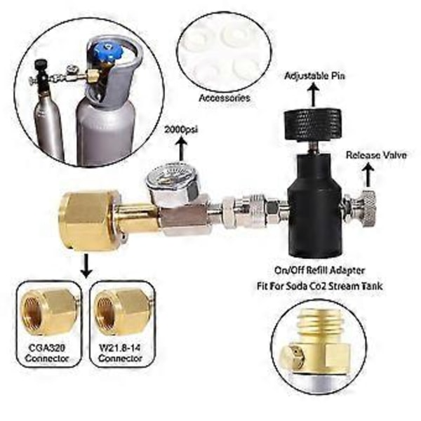 Ny CO2 Sylinder Tank Refill Adapter Fyllestasjon, cga320