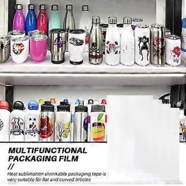 8X12 Tum Krympfolieärmar för Sublimering, 60 st Vita Sublimeringskrympfolier för Tumblers, Muggar, Koppar och Mer