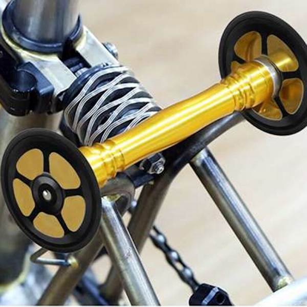 Ny til BROMPTON Foldecykel Easy Wheel 6Cm Keramisk Leje Bagagebærer CNC Aluminiumlegering Birdy Easy Wheel, Sort