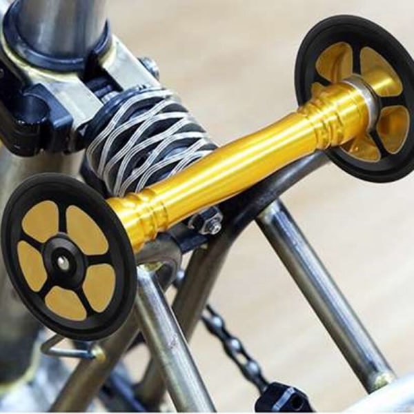 Nyt til BROMPTON Foldecykel Easy Wheel 6Cm Keramisk lejer bagstativ CNC Aluminiumslegering Birdy Easy Wheel, Sort