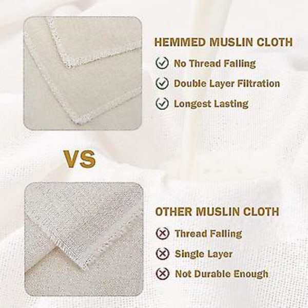 6-pakning ostekluter, ubleket ren bomulls muslin kluter myke firkantede ostekluter for matlaging