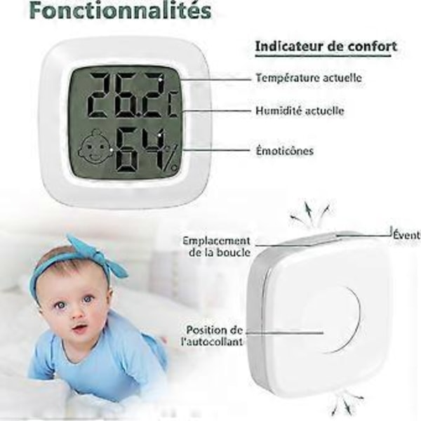 2 st Inomhustermometer, Liten Hög Noggrannhet Digital Hygrometer Termometer, Temperaturmätare Och Luftfuktighetsmätare Komfortnivåindikator För Kontor