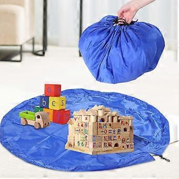 Blå Multifunksjonell Oxford-duk Barneleker Snøring Oppbevaringspose for Husholdningsbruk 140cm Diameter