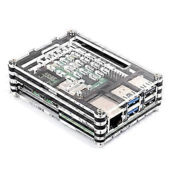 Akryl Etui til 5 Transparent+Sort Akryl Skal Understøtter Installation af Officiel Varmeafledning
