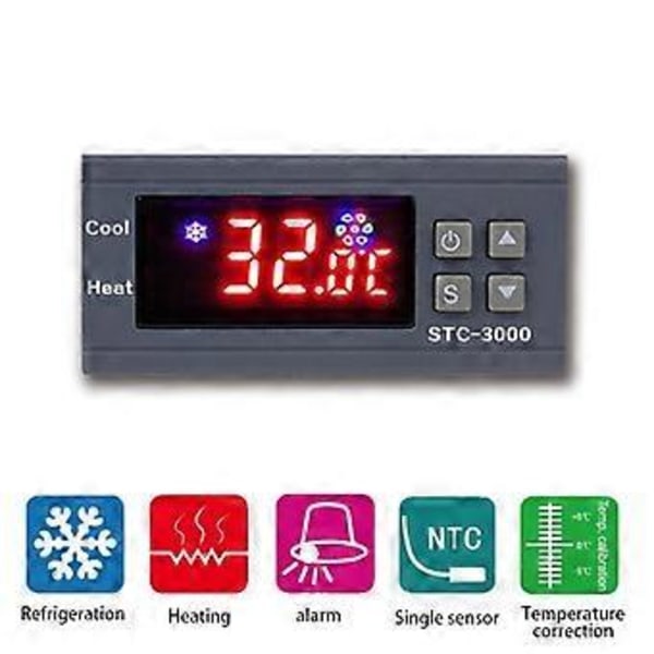 STC-3000 Højpræcisions Digital Termostat til Inkubator Temperaturregulator Termoregulator Opvarmning Køling 220V