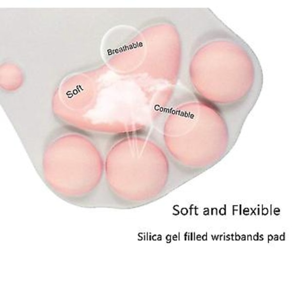 Kattmusmatta med handledsstöd, portabel ergonomisk matta (rosa)
