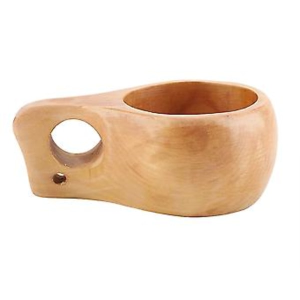 Trä Te Kaffe Kopp Portabel Utomhus Naturligt Trä Drycker Drickmugg med Handtag (#2)