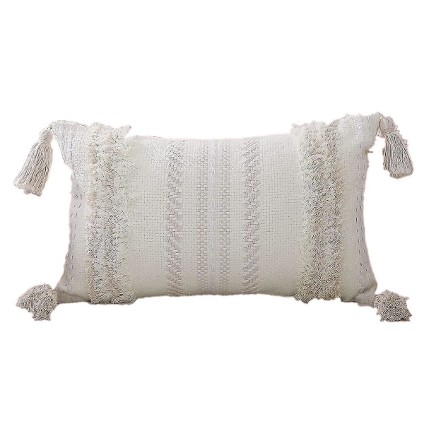 Bomulls Boho Lumbar Dekorative Pynteputer Trekk, Håndvevd Tuftet Og Dusket Pynteputer Trekk, For Sofa Seng, Soverom Og Stue