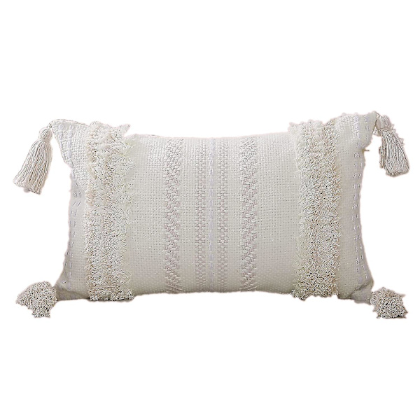 Puuvillainen Boho-tyynynpäällinen, käsintehty tuftattu ja hapsutettu tyynynpäällinen, sohvalle, sänkyyn ja olohuoneeseen