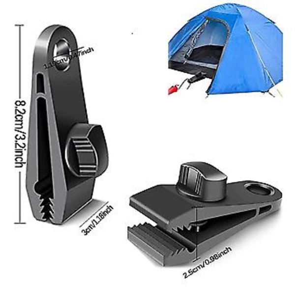 10 stk. lukkeclips til gardiner, presenninger, clips til fastgørelse af presenninger, til telte, camping, sol, vindjakke, tilbehør (sort)