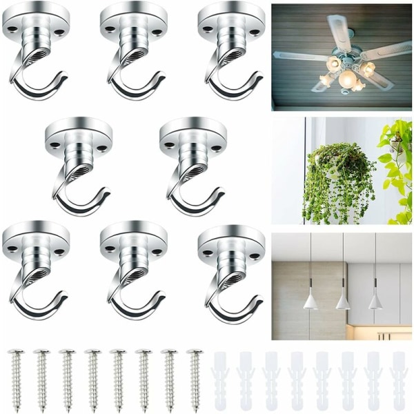 Ceiling Hook 8pcs Stainless Steel Wall Mount Hook Hanging Ceiling Hook Heavy Duty Ceiling Hanger for Hanging Plants Load Capacity Up to 5Kg