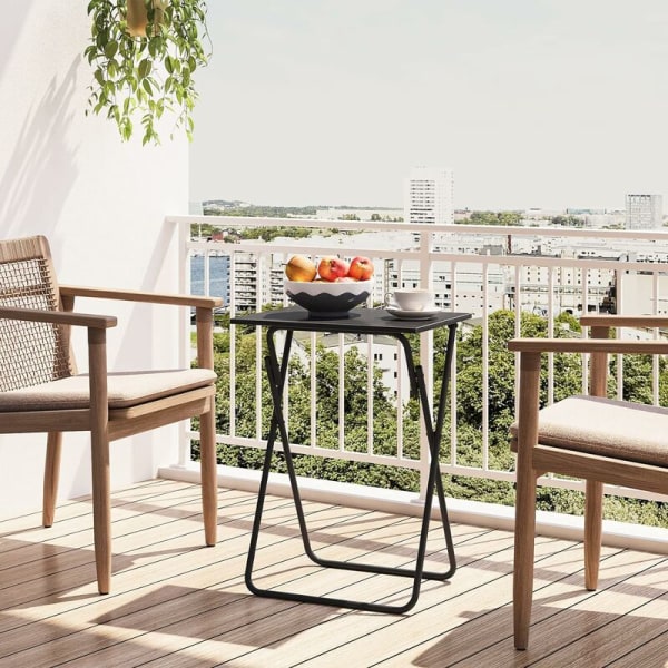 Sidobord, hopfällbart TV-bricka set om 1, Snackbord med soffa, hopfällbara sängbord för små utrymmen, för vardagsrum, sovrum, svart