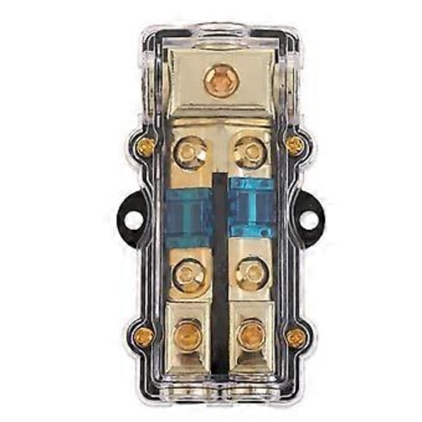 Strømfordelingsblok (2-vejs) 4/8 AWG Måler Sikringsholder Fordelingsblok 4 Måler ind til (2) 8 Måler Ud