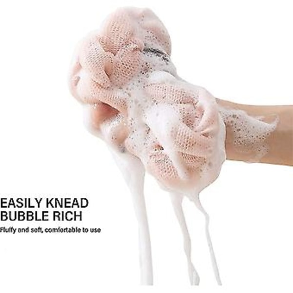 Lång Vävd Mesh Gradient Färg Badhandduk Exfolierande Badbollar 3 st (slumpmässig färg) (4-d-w)