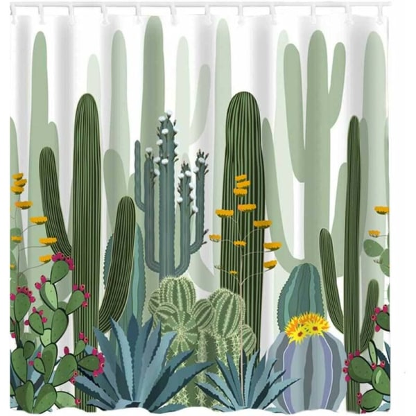 Duschdraperi 3D Digitalt tryckmönster Duschdraperier Polyestertyg Vattentät Duschdraperi Kaktusgrön Växt 180 180 Storlek
