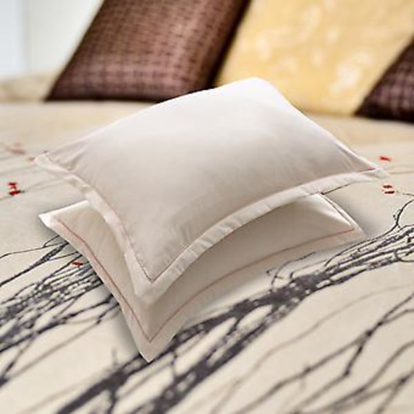 2 stk. ensfarget putetrekk myk bomull linblandet putevar beige 51*76cm
