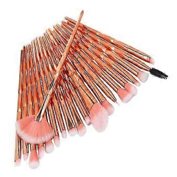 20 stk. Makeup Børstesæt, Premium Børster (rosaguld)