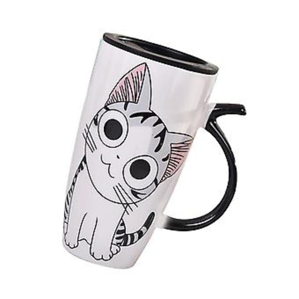 600 ml Sød Kat Keramisk Kaffe Te Krus Nyt Keramisk Morgenkop med Låg til Husholdningskontor