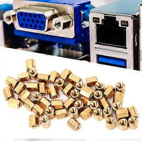 50 stk. Messing M3*6mm Hul Dobbel Pass Kretskort Standoff Hex Spacer