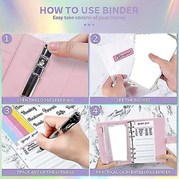 Budget Binder Set - Budgetpärm med kontantkuvert, kontantorganisatör pengarsparande pärm kontantkuvert