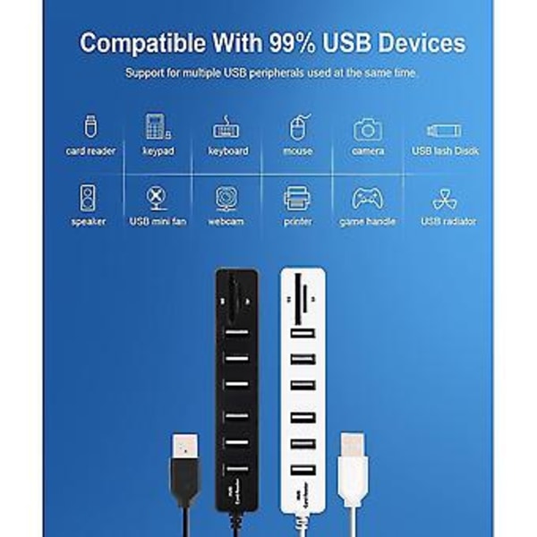 USB-hubb 6 Portars Expander Adapter USB 2.0-hubb USB-splitter 2.0-hubb USB-hubb SD/TF Fo