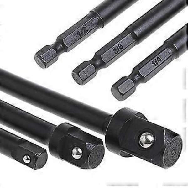 3 stk. adaptersett for pipe, sekskantfeste til 1/4 3/8 1/2 tomme, slagtrekkerbor