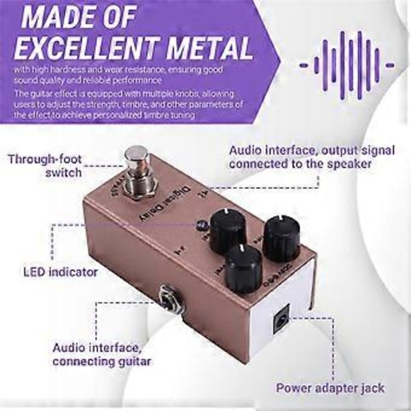Mini Elektrisk Gitar Effekt Pedal Elektrisk Gitar Pedal Digital Delay for Elektrisk Gitar