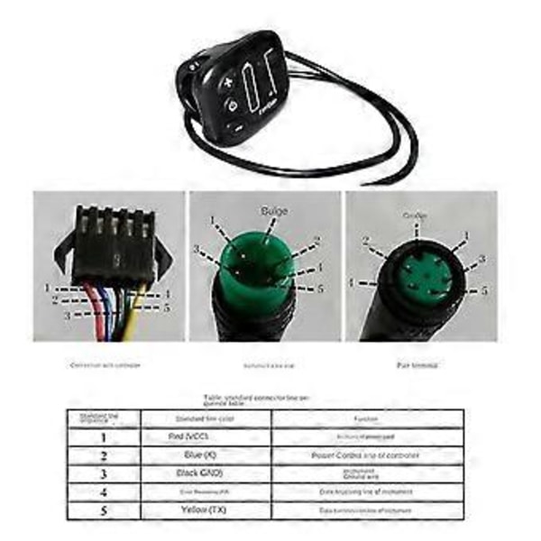Sähköpolkupyörän 24v/36v/48v Kd59e LCD-mittarin ohjauspaneelin näyttö Ebike-ohjaimelle pistokeliitännällä