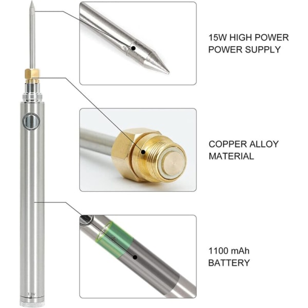 Bærbar USB-oppladbar loddebolt, batteridrevet loddebolt, ladesveiseverktøy