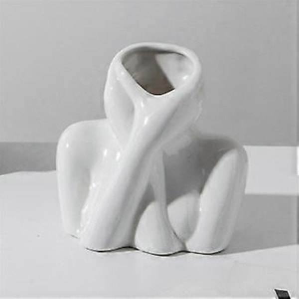 Blomstervase i nordisk stil, kvinnekropp, halvt ansikt, blomsterpotte, keramisk kunsthåndverk, soverom, stue, skrivebordsdekorasjon A