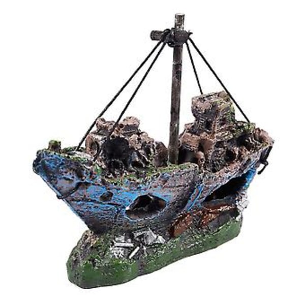 Akvariumshule Dekor Akvarium Ornament Vrak Sunket Skip Seilbåt