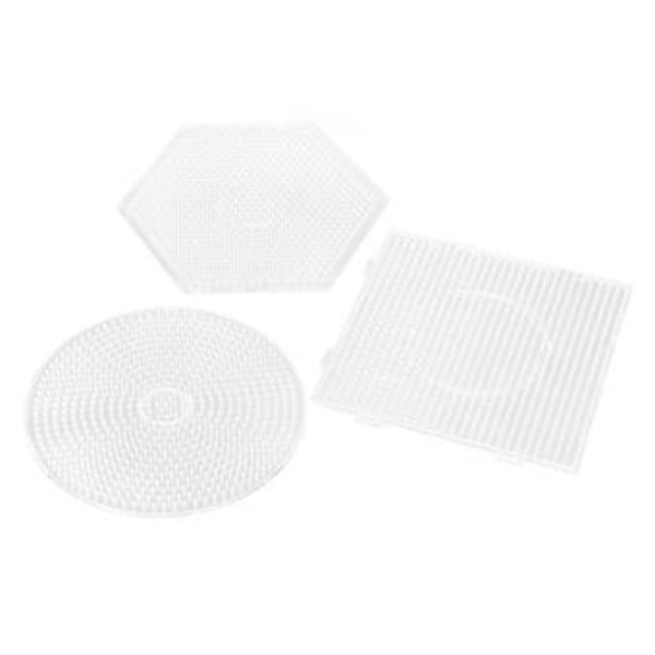 3 stk. Plastperlebrett for barn: Firkantet Rund Heks 5 mm Store Smelteperlebrett for Håndverksmaler