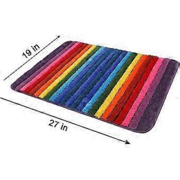 Regnbågsfärgad Badrumsmatta 48 x 69 cm Aqua Mjuk Mikrofiber Plysch Vattenabsorberande Tjock Badmatta Maskintvättbar Halkfri Dörrmatta Rektangulär