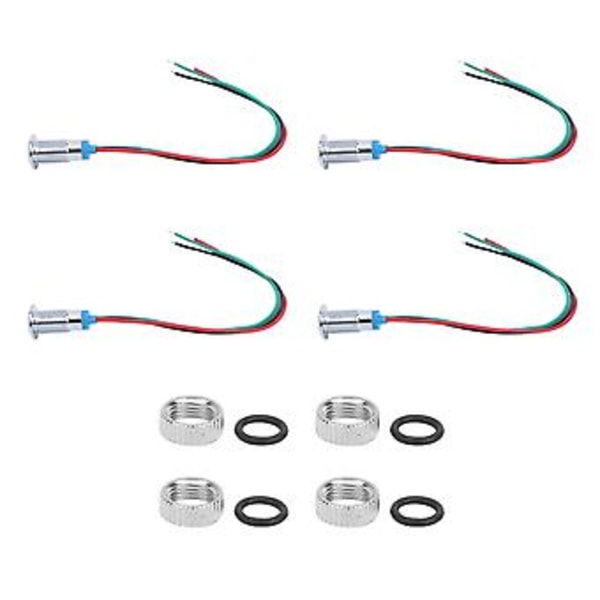 4 Set LED Indikatorlampa Gemensam Katod Lampa Industriella Kontrollkomponenter 8mm 110‑220VRöd och Grön