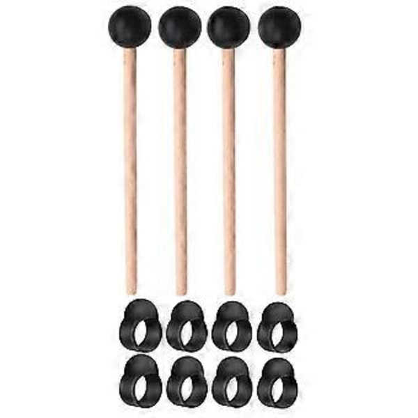 8 st Fingerplektrum för Stål Tongue Drum, Fingerhylsor Handpan med 4 st Ethereal Drum Trumstockar Kit Pe