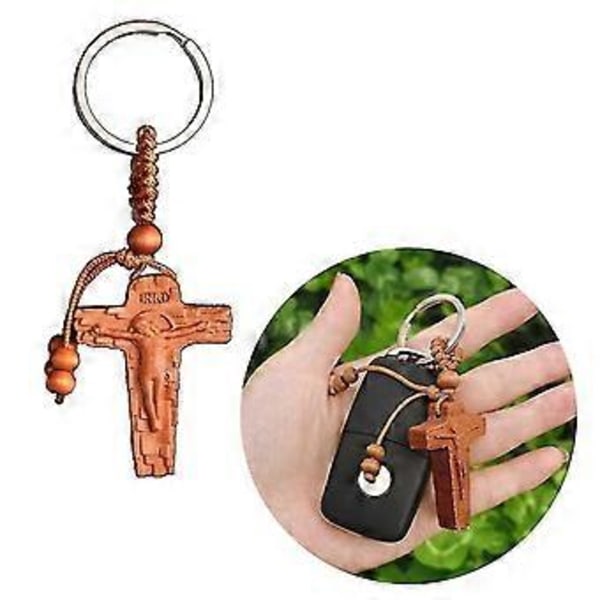 Jeesus Risti Avaimenperä Puinen Riipus Avaimenperä Laukku Koriste Yksinkertainen Auton Avaimenperä