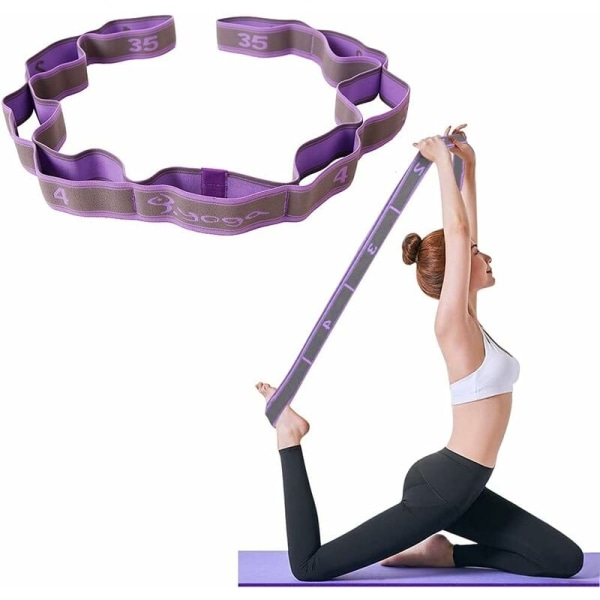 DENUOTOP Yogarem / Yogastretchband med 9 ringar / Elastiska yogaband Pilates motståndsband Fitness träningsband-DENUOTOP